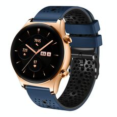 For Honor Watch GS 3 Cinturino in silicone bicolore traforato da 22 mm (blu notte + nero)