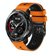 For Honor Watch GS Pro Cinturino in silicone bicolore traforato da 22 mm (arancione + nero)