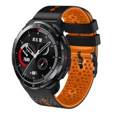 Cinturino per orologio in silicone bicolore perforato da 22 mm For Honor Watch GS Pro (nero + arancione)