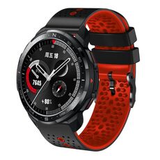 For Honor Watch GS Pro Cinturino in silicone bicolore traforato da 22 mm (nero + rosso)