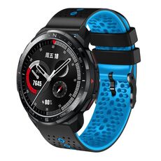 For Honor Watch GS Pro Cinturino in silicone bicolore traforato da 22 mm (nero + blu)
