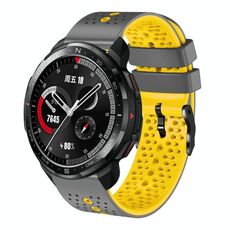 For Honor Watch GS Pro Cinturino in silicone bicolore traforato da 22 mm (grigio + giallo)