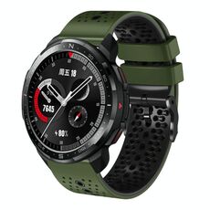For Honor Watch GS Pro Cinturino in silicone bicolore traforato da 22 mm (verde militare + nero)