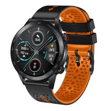 Per Honor Magic Watch 2 46mm 22mm Cinturino in silicone bicolore traforato (nero + arancione)
