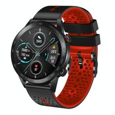 Per Honor Magic Watch 2 46mm 22mm Cinturino in silicone bicolore traforato (nero + rosso)