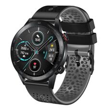 Per Honor Magic Watch 2 46mm 22mm Cinturino in silicone bicolore traforato (nero + grigio)