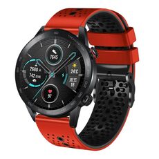 Per Honor Magic Watch 2 46mm 22mm Cinturino in silicone bicolore traforato (rosso + nero)