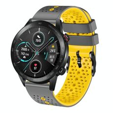 Per Honor Magic Watch 2 46mm 22mm Cinturino in silicone bicolore traforato (grigio + giallo)