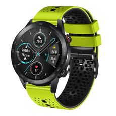 Per Honor Magic Watch 2 46mm 22mm Cinturino in silicone bicolore traforato (lime + nero)