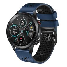 Per Honor Magic Watch 2 46mm 22mm Cinturino in silicone bicolore traforato (blu notte + nero)