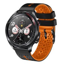 Cinturino per orologio in silicone bicolore perforato da 22 mm For Honor Watch Dream (nero + arancione)