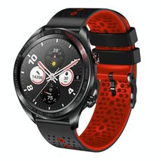 For Honor Watch Dream Cinturino in silicone bicolore traforato da 22 mm (nero + rosso)
