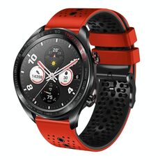 For Honor Watch Dream Cinturino in silicone bicolore traforato da 22 mm (rosso + nero)