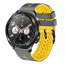 For Honor Watch Dream Cinturino in silicone bicolore traforato da 22 mm (grigio + giallo)