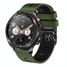 Cinturino per orologio in silicone bicolore perforato For Honor Watch Dream da 22 mm (verde militare + nero)