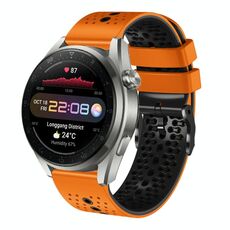Per Huawei Watch 3 Pro Nuovo cinturino in silicone bicolore traforato da 22 mm (arancione + nero)