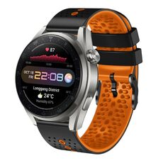 Per Huawei Watch 3 Pro Nuovo cinturino in silicone bicolore traforato da 22 mm (nero + arancione)