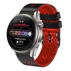 Per Huawei Watch 3 Pro Nuovo cinturino in silicone bicolore perforato da 22 mm (nero + rosso)