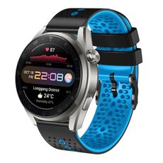 Per Huawei Watch 3 Pro Nuovo cinturino in silicone bicolore traforato da 22 mm (nero + blu)