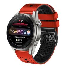 Per Huawei Watch 3 Pro Nuovo cinturino in silicone bicolore traforato da 22 mm (rosso + nero)