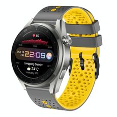 Per Huawei Watch 3 Pro Nuovo cinturino in silicone bicolore traforato da 22 mm (grigio + giallo)