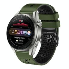Per Huawei Watch 3 Pro Nuovo cinturino in silicone bicolore traforato da 22 mm (verde militare + nero)