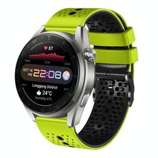 Per Huawei Watch 3 Pro Nuovo cinturino in silicone bicolore traforato da 22 mm (lime + nero)