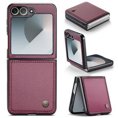 Per Samsung Galaxy Z Flip6 5G CaseMe 023 Custodia per telefono in pelle antifurto con fibbia a farfalla Litchi Texture RFID (vino rosso)