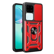 Per vivo V30 / V30 Pro Custodia scorrevole per fotocamera Design TPU + Custodia per PC(Rosso)