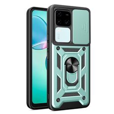 Per vivo V30 / V30 Pro Cover per fotocamera scorrevole Design TPU + Custodia per telefono PC(Verde)
