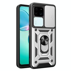 Per vivo V30 / V30 Pro Custodia scorrevole per fotocamera Design TPU + Custodia per PC (Argento)