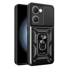Per vivo Y03 Cover per fotocamera scorrevole Design TPU + Custodia per telefono PC (Nera)