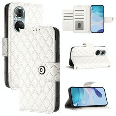 Per Honor 50 Pro / Huawei nova 9 Pro Custodia per telefono in pelle con texture rombica con cordino (Bianco)