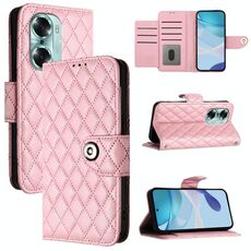 Per Honor 60 Custodia per cellulare in pelle con texture rombica con cordino (rosa)
