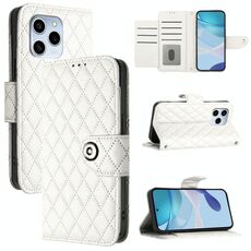 Per Honor 60 SE Custodia per cellulare in pelle con texture rombica con cordino (bianca)