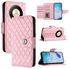 Per Honor X9b / Magic6 Lite Custodia per telefono in pelle con texture rombica con cordino (rosa)