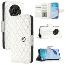 Per Honor X30 5G / X9 4G / X9 5G Custodia per telefono in pelle con texture rombica con cordino (Bianco)