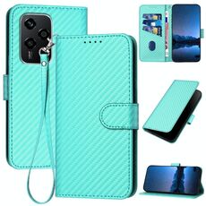 Per Honor 200 Lite Global YX0070 Custodia per cellulare in pelle con fibbia in fibra di carbonio con cordino (azzurro)