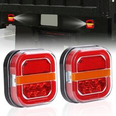 Fanale posteriore per rimorchio quadrato 2 pezzi 12-24 V 28 LED