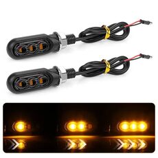 2 pezzi 12 V 3 LED per moto, mini indicatori di direzione ad acqua (nero)