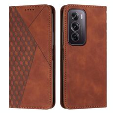 Custodia per telefono in pelle magnetica per OPPO Reno12 Pro Global Diamond Splicing Skin Feel (marrone)