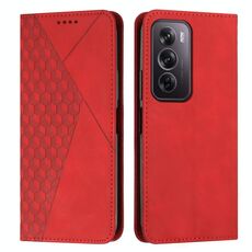 Custodia per telefono in pelle magnetica per OPPO Reno12 Pro Global Diamond Splicing Skin Feel (rosso)