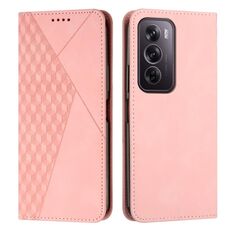 Custodia per telefono in pelle magnetica per OPPO Reno12 Pro Global Diamond Splicing Skin Feel (oro rosa)