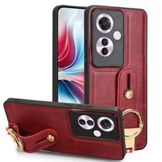 Per OPPO Reno11 PJH110 Custodia posteriore in pelle con cinturino (rosso)