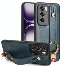Per OPPO Reno12 5G Global Custodia in pelle con cinturino posteriore per telefono (blu)