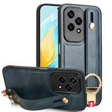 Custodia per telefono posteriore in pelle con cinturino globale per Honor 200 Lite (blu)