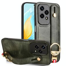 Custodia per telefono posteriore in pelle con cinturino globale per Honor 200 Lite (verde)