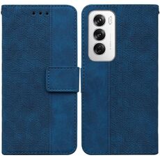 Per OPPO Reno12 5G Custodia per telefono in pelle goffrata geometrica globale (blu)