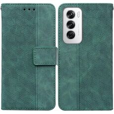 Per OPPO Reno12 5G Custodia per telefono in pelle goffrata geometrica globale (verde)