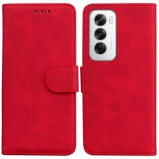 Per OPPO Reno12 5G Global Skin Feel custodia in pelle di colore puro con vibrazione (rossa)